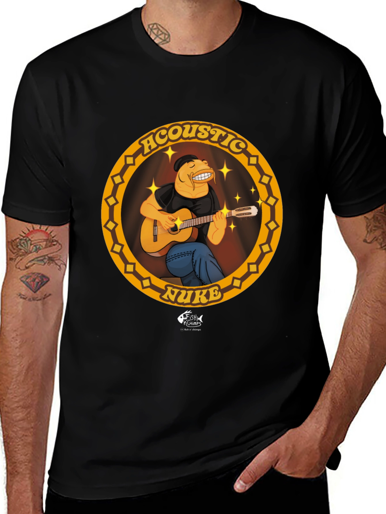 Variant 21 of Acoustic Nuke Graphic Tee - Fish Chumps Cartoon