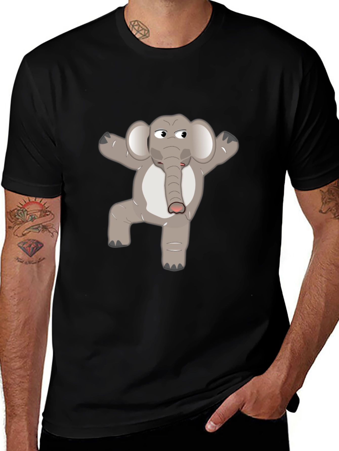 Variant 5 of Elephant Yoga Pose T-Shirt - Black Tee