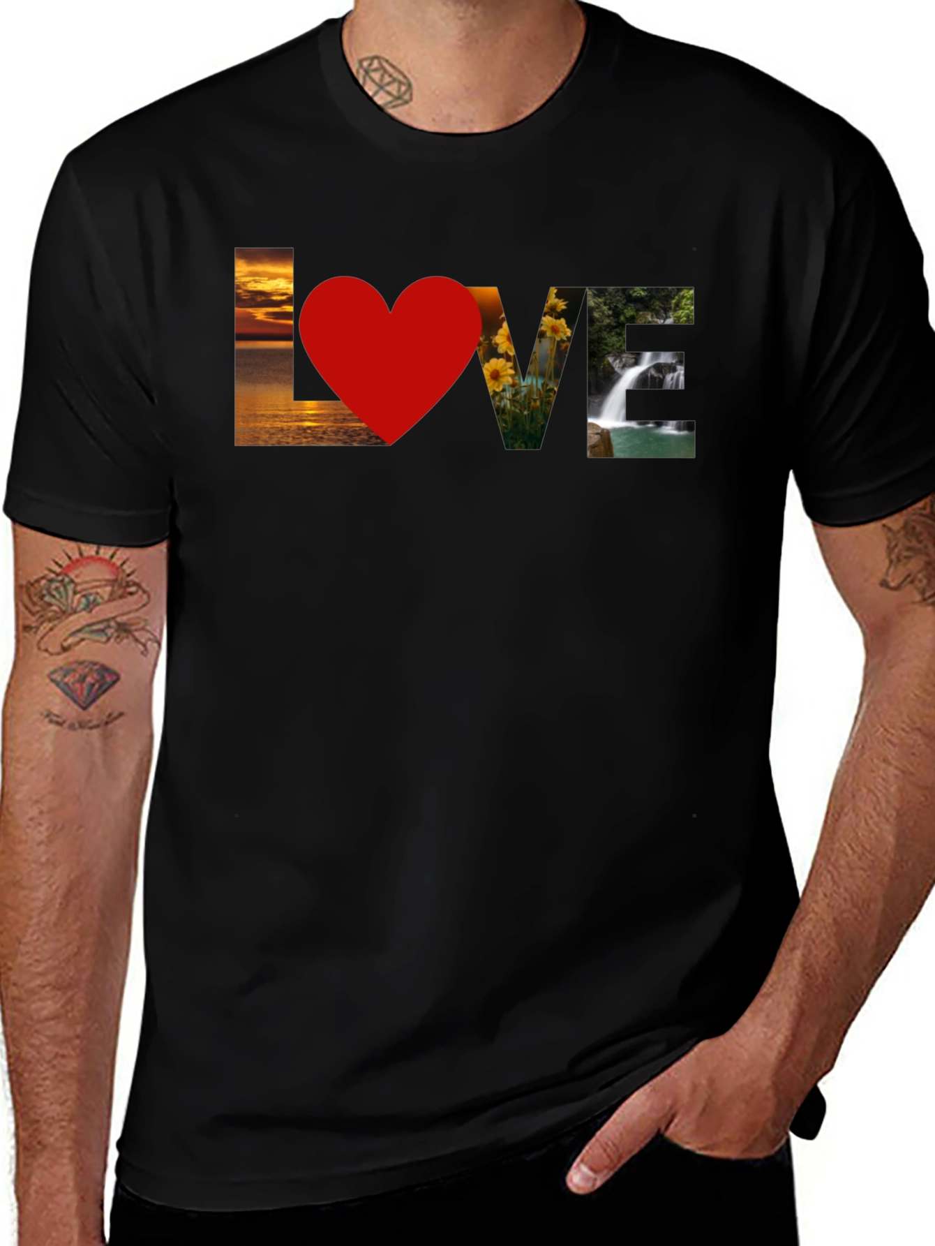 Variant 17 of Love Nature Graphic T-Shirt - Stylish Black Tee