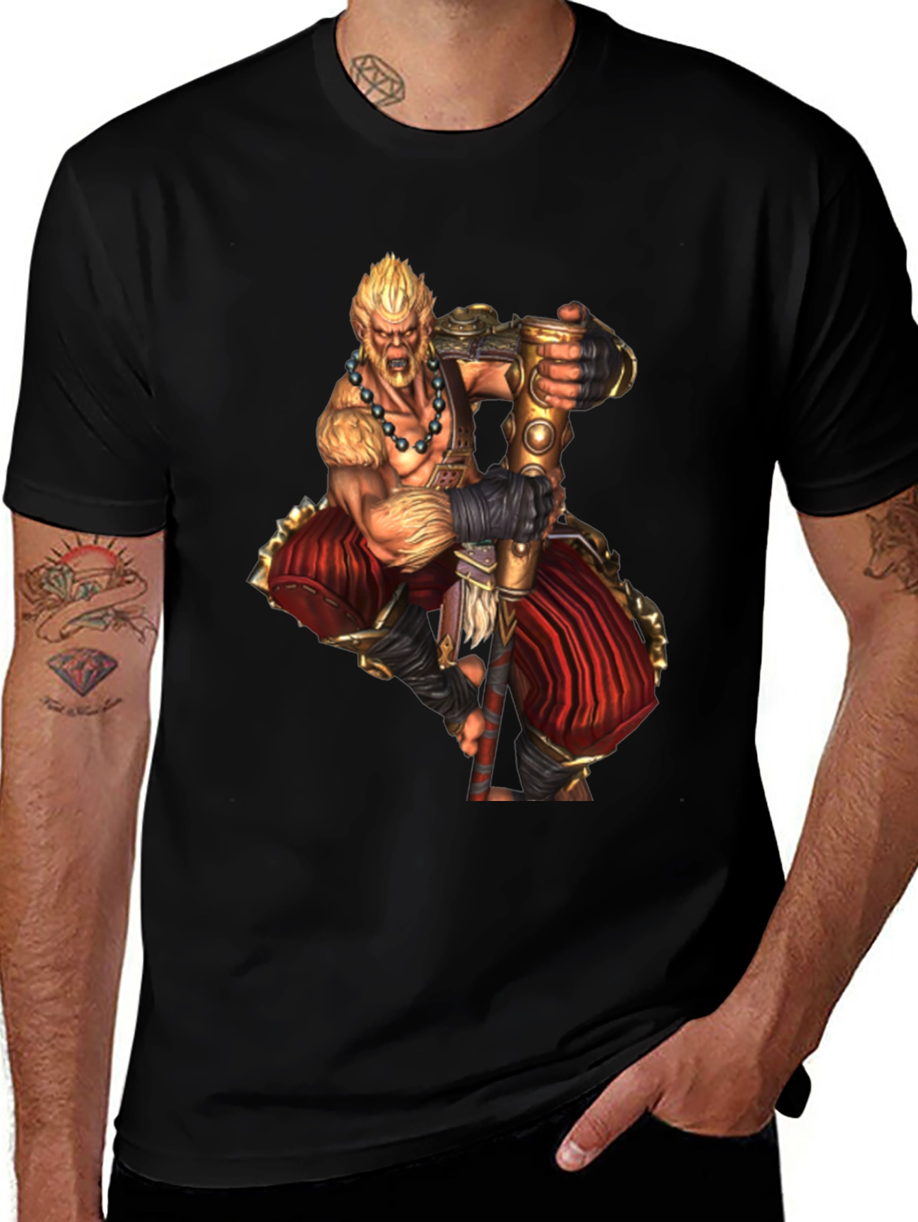 Variant 28 of Warrior Graphic Print Black T-Shirt