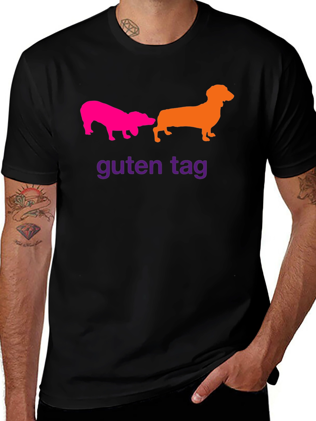 Variant 28 of Guten Tag Dachshund T-Shirt - Funny Dog Tee