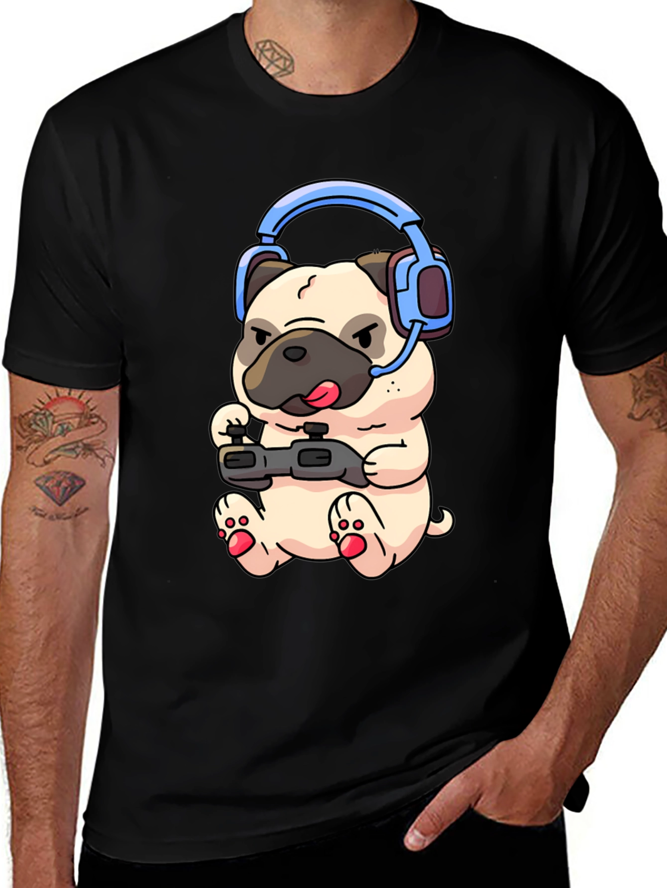 Variant 29 of Gamer Pug T-Shirt - Playful Graphic Tee