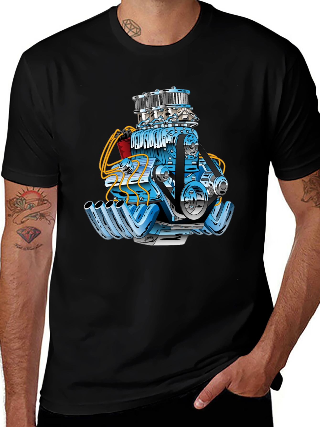 Variant 18 of Vintage Engine Graphic T-Shirt - Black