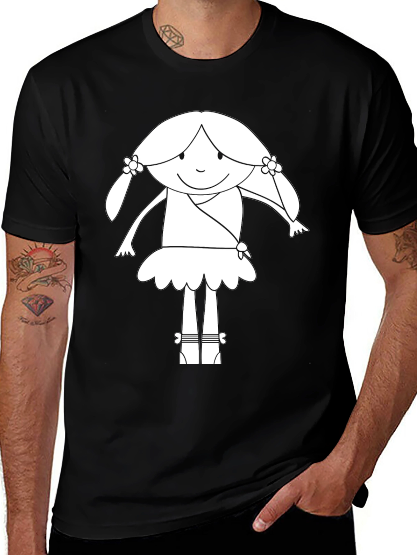 Variant 3 of Cute Girl Graphic Black T-Shirt
