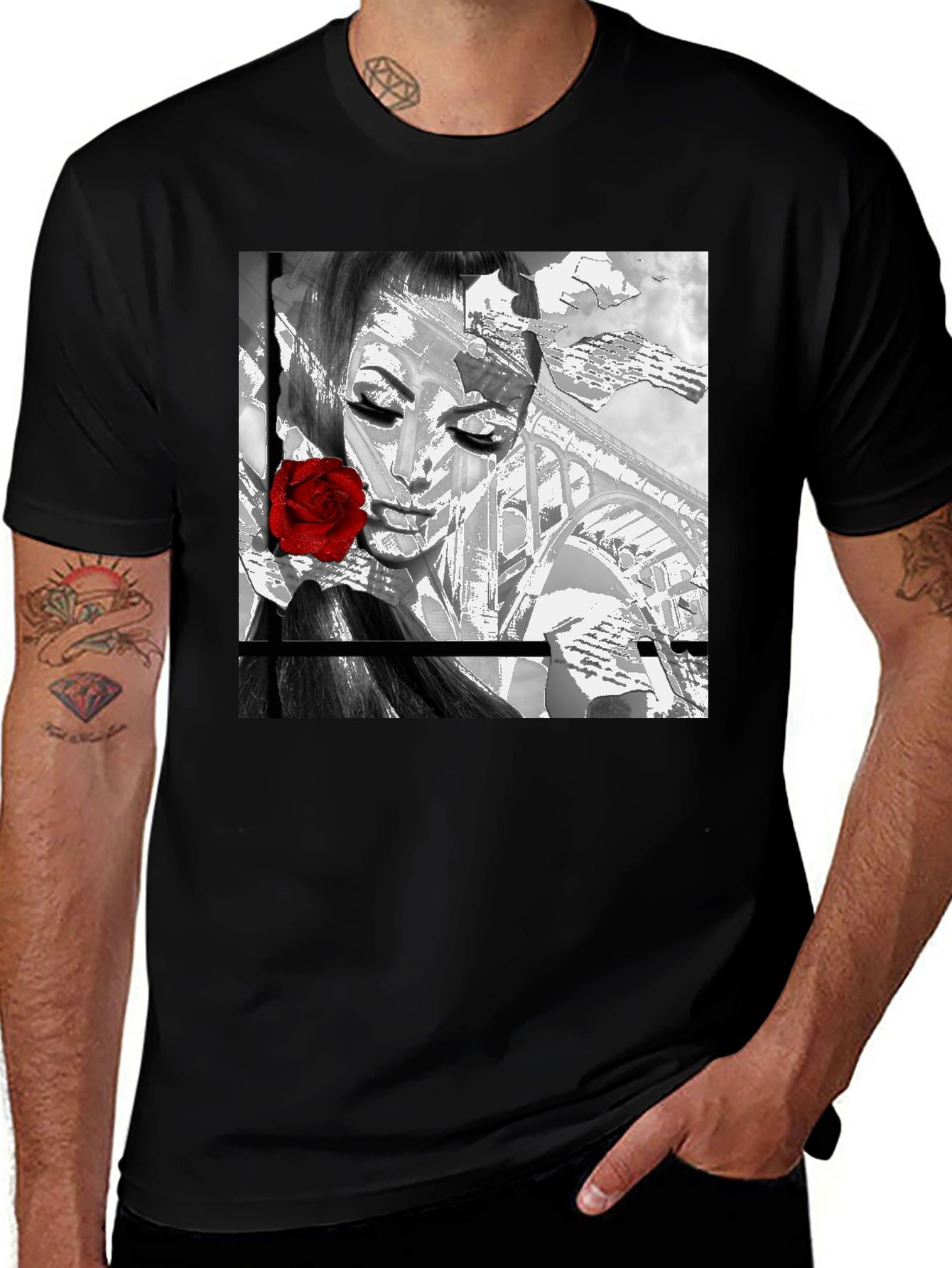 Variant 19 of Rose Girl Graphic Tee - Stylish Black T-Shirt