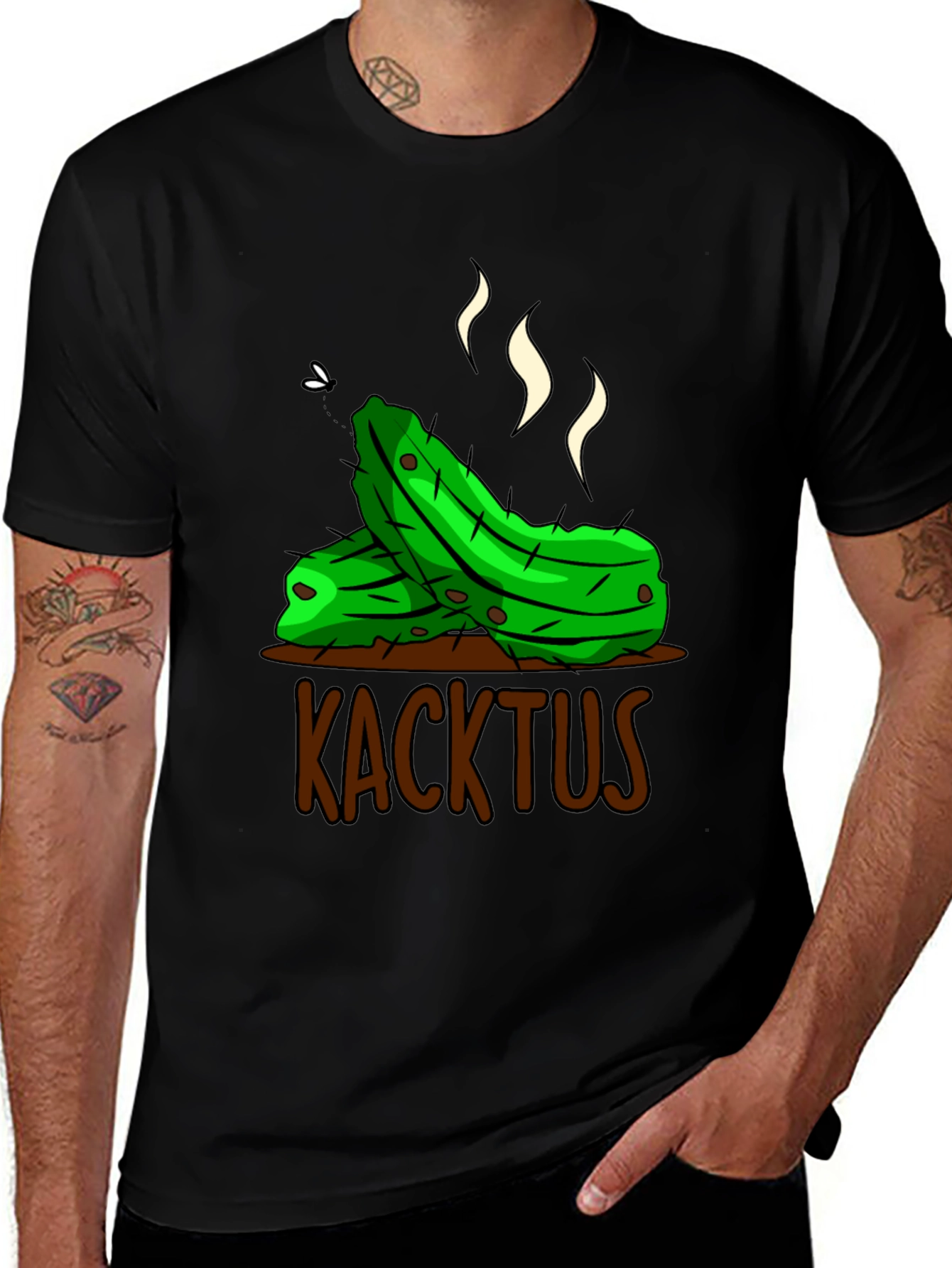Black Humorous 'Kacktus' Graphic T-Shirt - Unique Novelty Tee main image