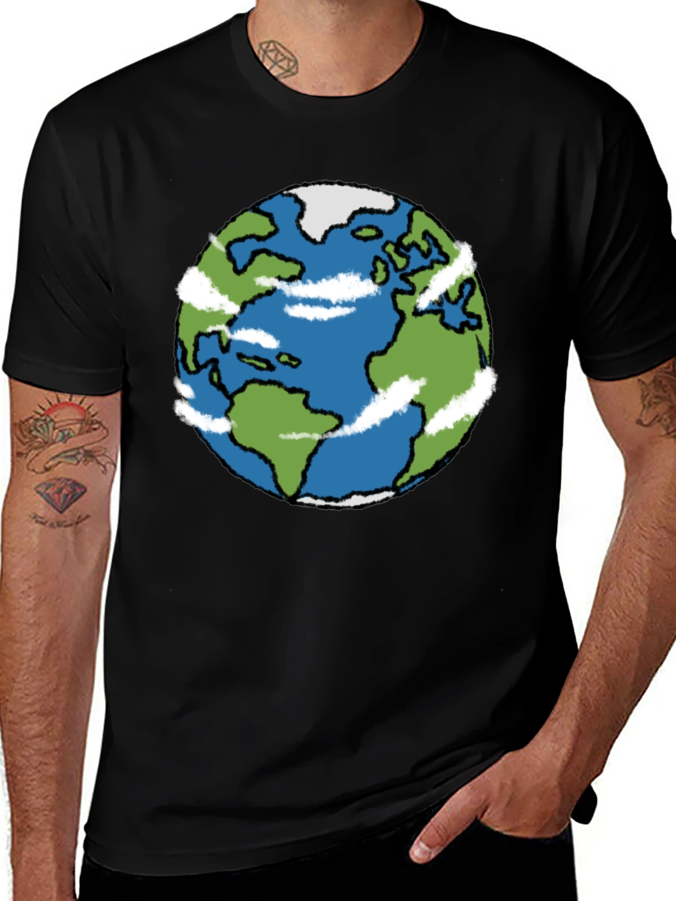 Earth Graphic Tee - Black Cotton Blend