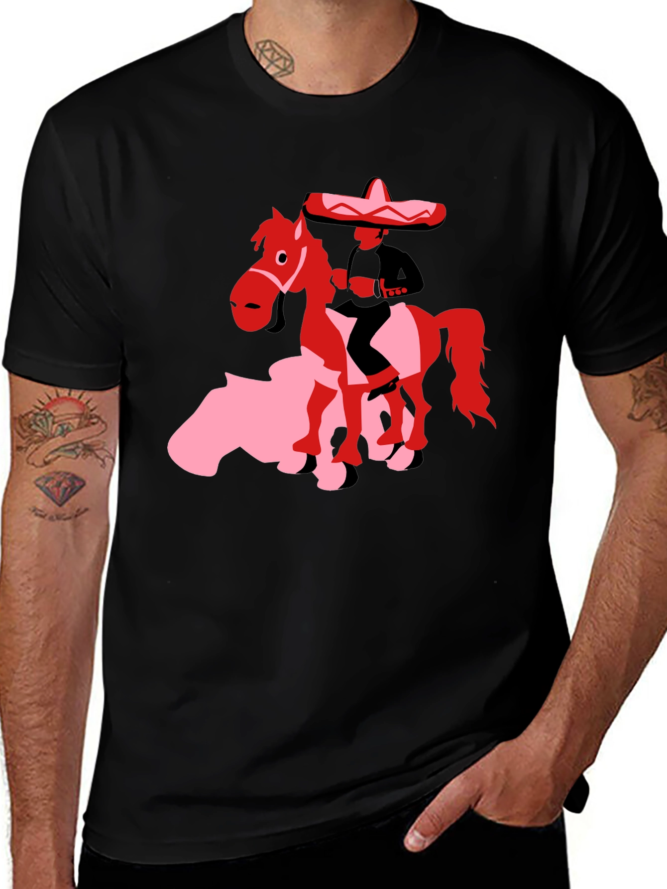 Variant 3 of Mariachi Horse Graphic Tee - Black