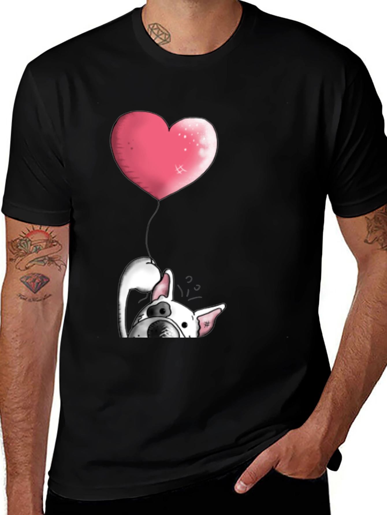 Variant 4 of Dog with Heart Balloon Graphic Tee
