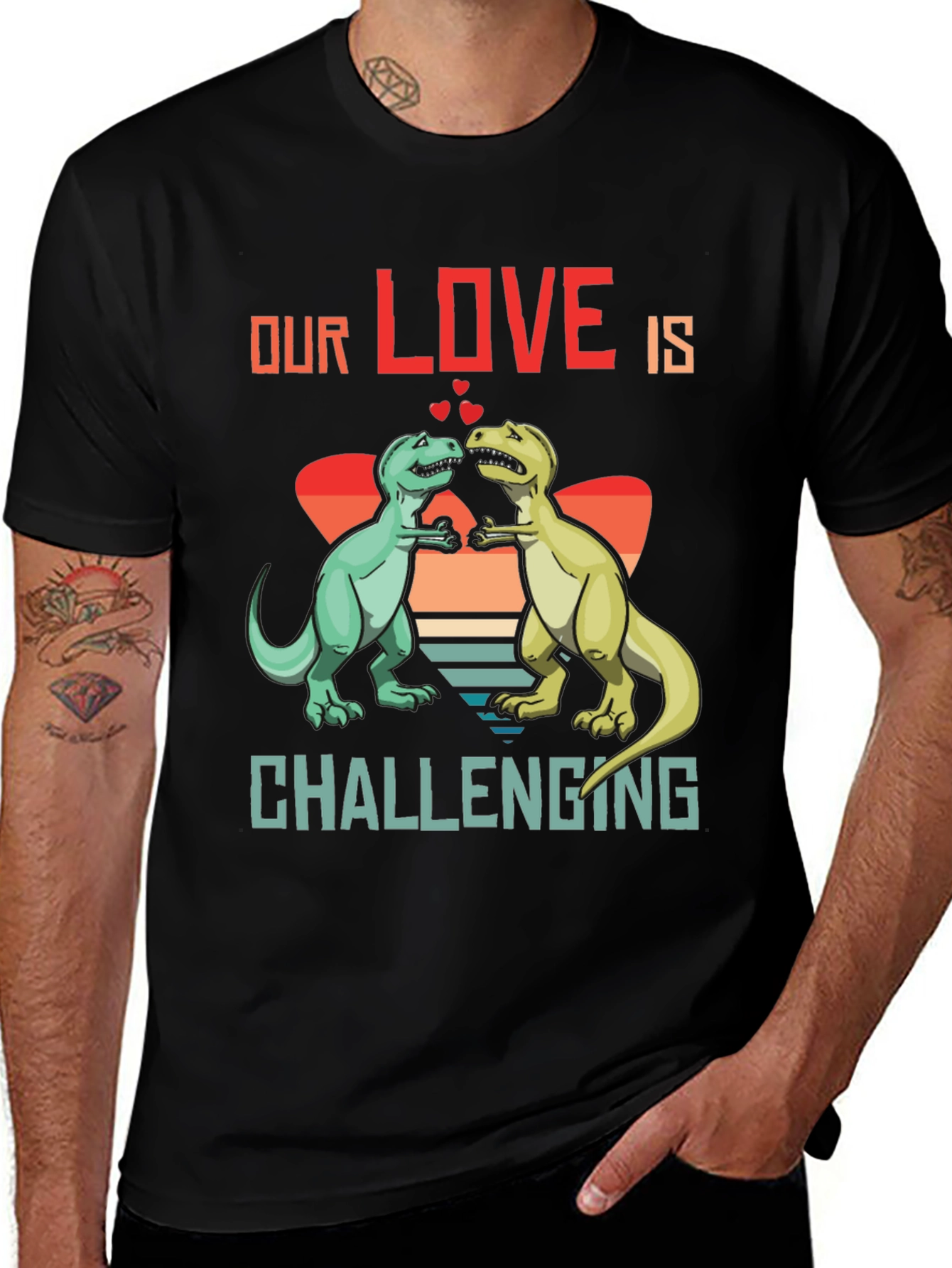 Variant 2 of Dino Love T-Shirt: Challenging Romance