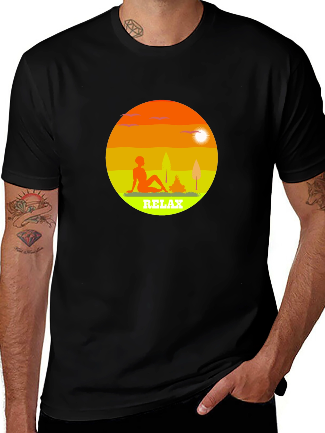 Variant 5 of Relax Graphic Tee - Black Casual T-Shirt
