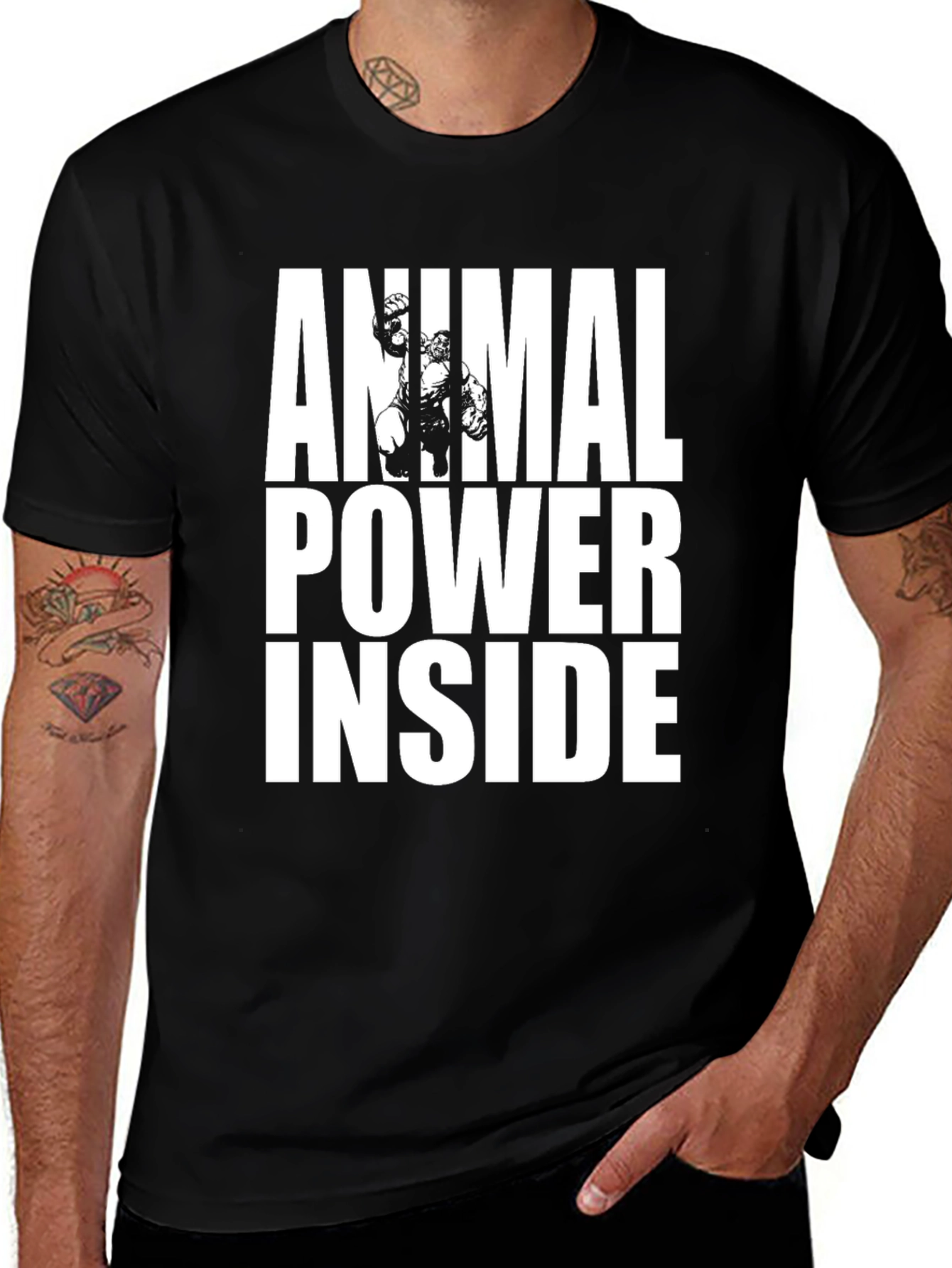 Variant 29 of Animal Power Inside Black Graphic Tee