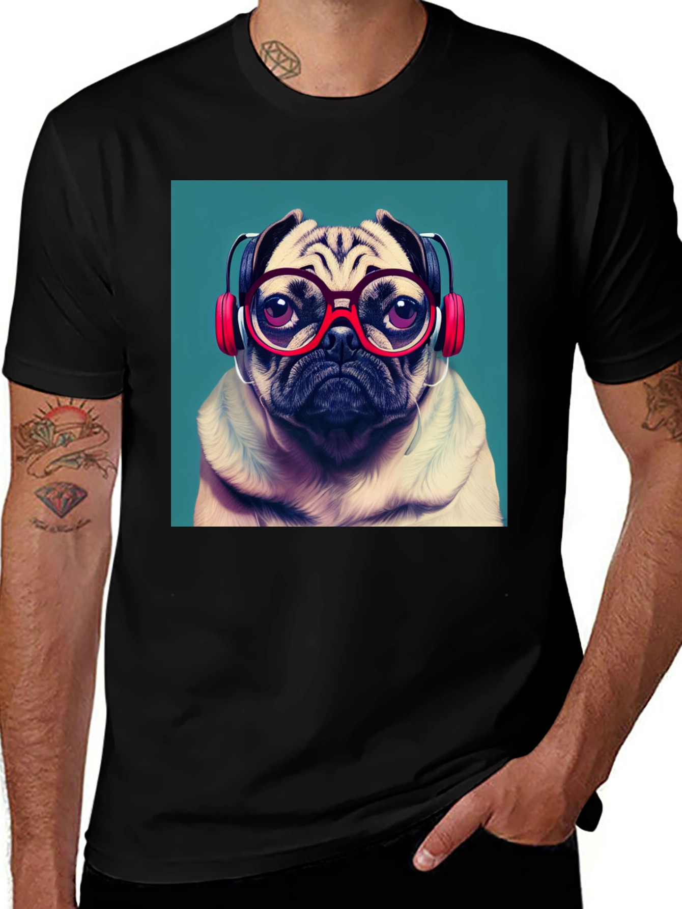 Variant 22 of Pug DJ Graphic Tee - Stylish Comfort