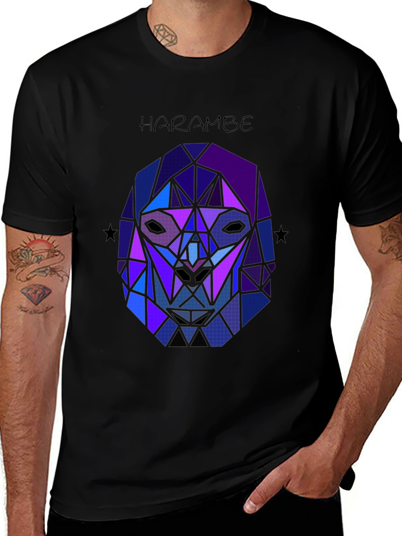 Variant 29 of Harambe Graphic Tee - Geometric Gorilla Design