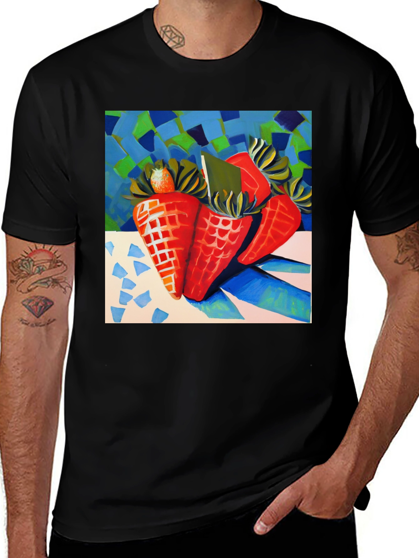 Variant 25 of Abstract Carrots Black T-Shirt