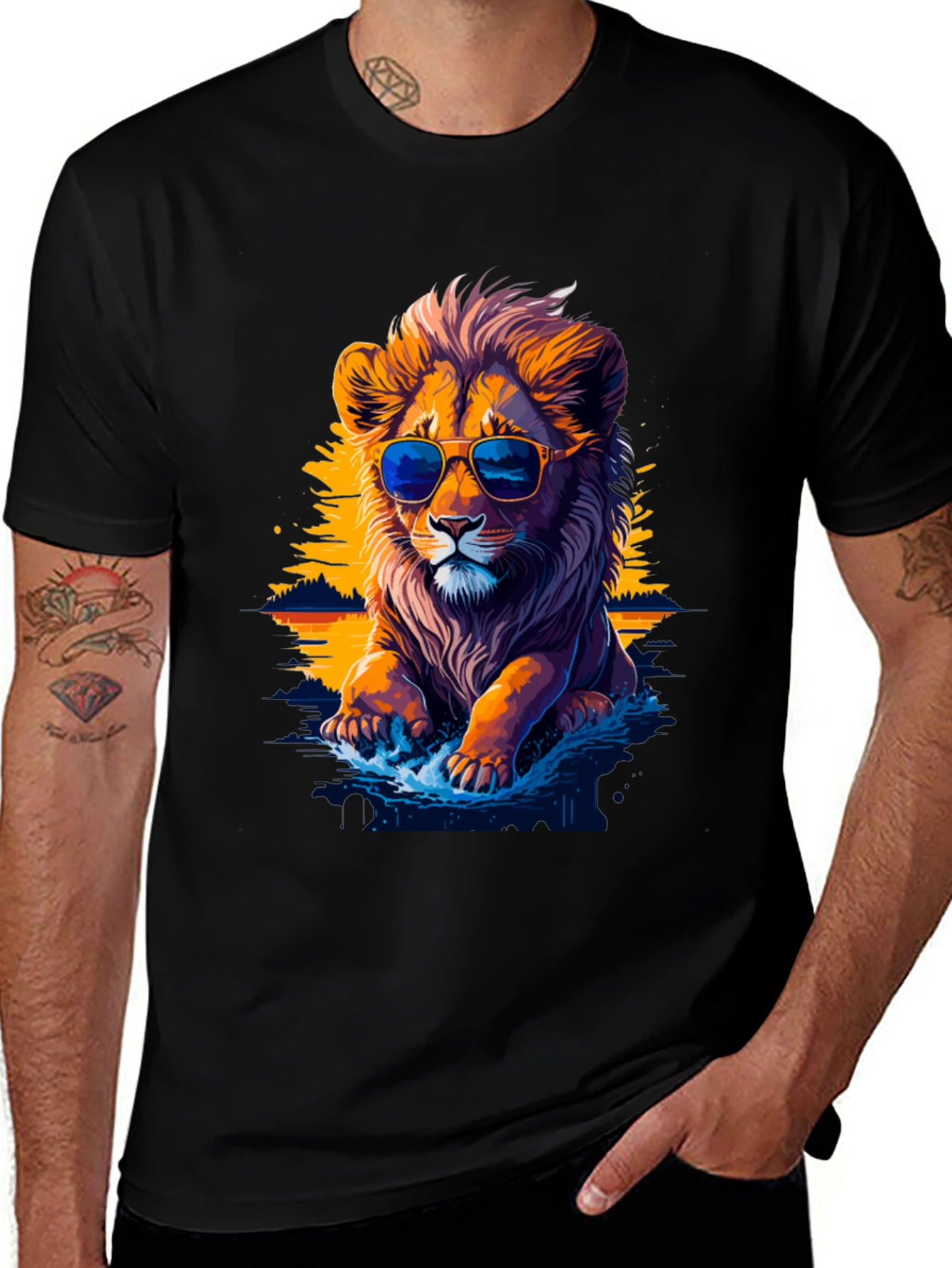 Variant 22 of Cool Lion Graphic Tee - Black T-Shirt