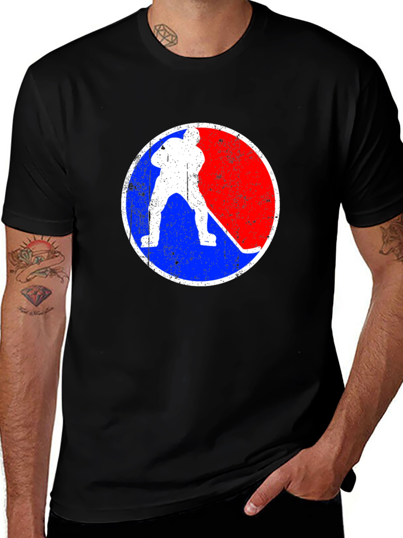 Variant 15 of Retro Hockey Player T-Shirt - Black