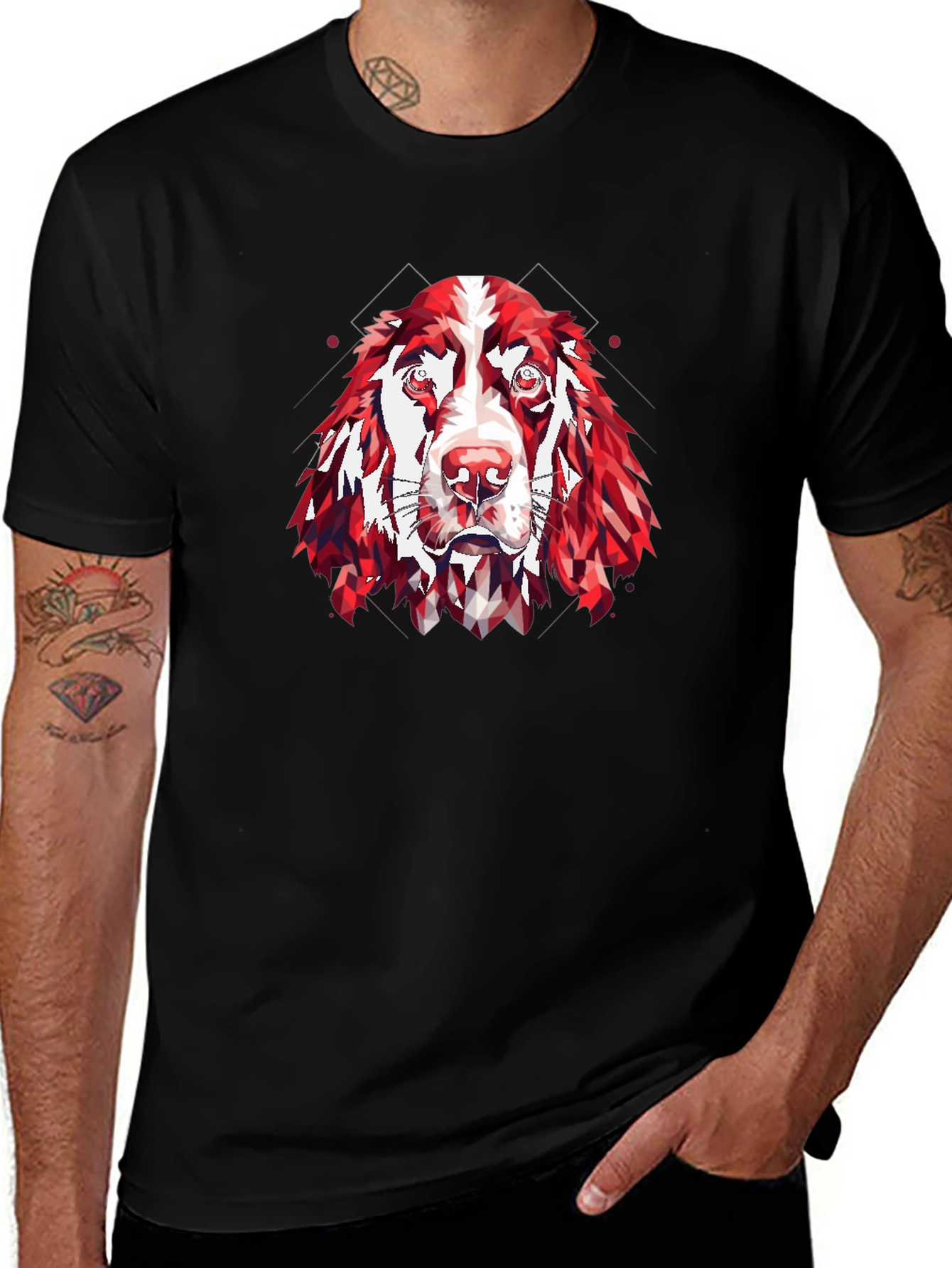 Variant 5 of Geometric Dog Graphic Tee - Modern Canine Style