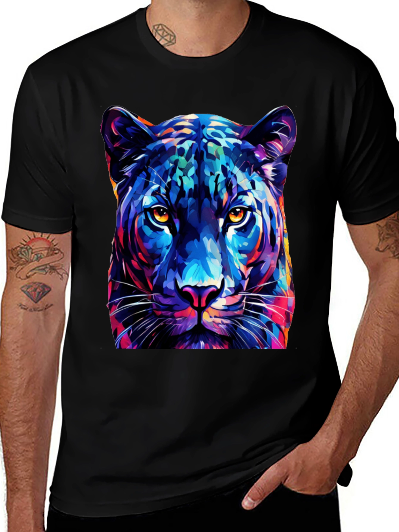 Variant 15 of Vibrant Panther Graphic Tee - Bold Artistic Design