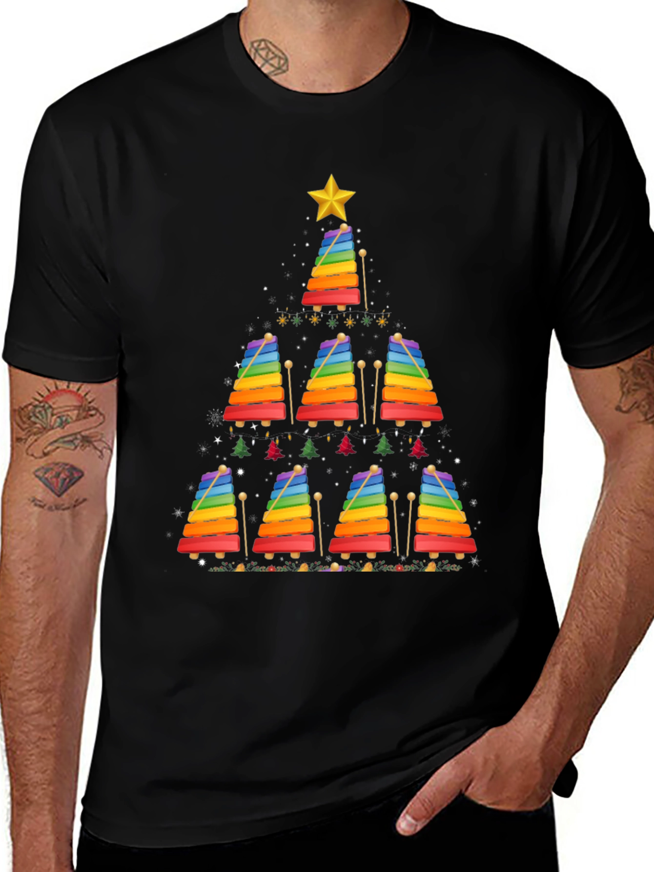 Rainbow Xylophone Christmas Tree Shirt
