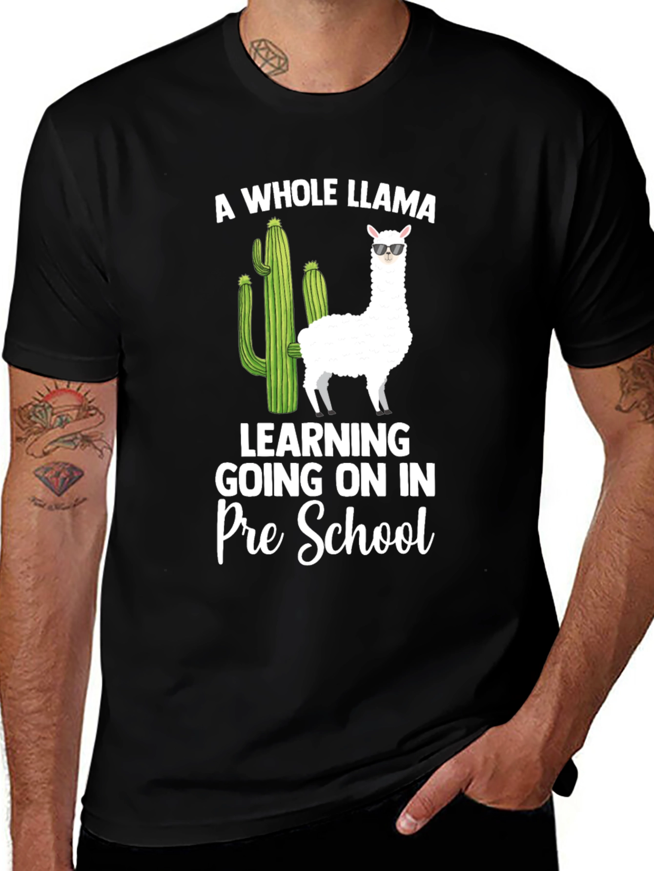 Black Llama Pre-School Teacher T-Shirt main image