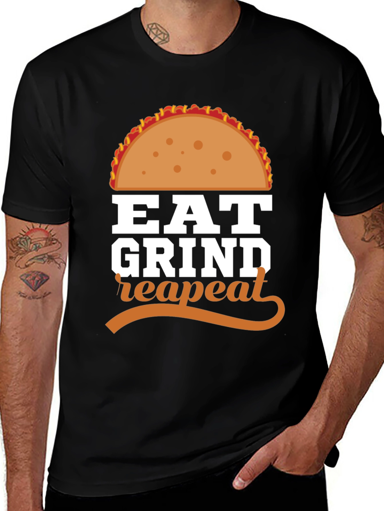 Variant 10 of Eat Grind Repeat Taco Graphic T-Shirt