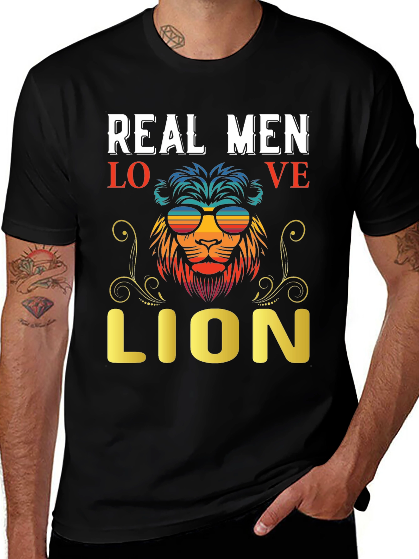 Variant 23 of Real Men Love Lion T-Shirt - Unique Lion Graphic Tee