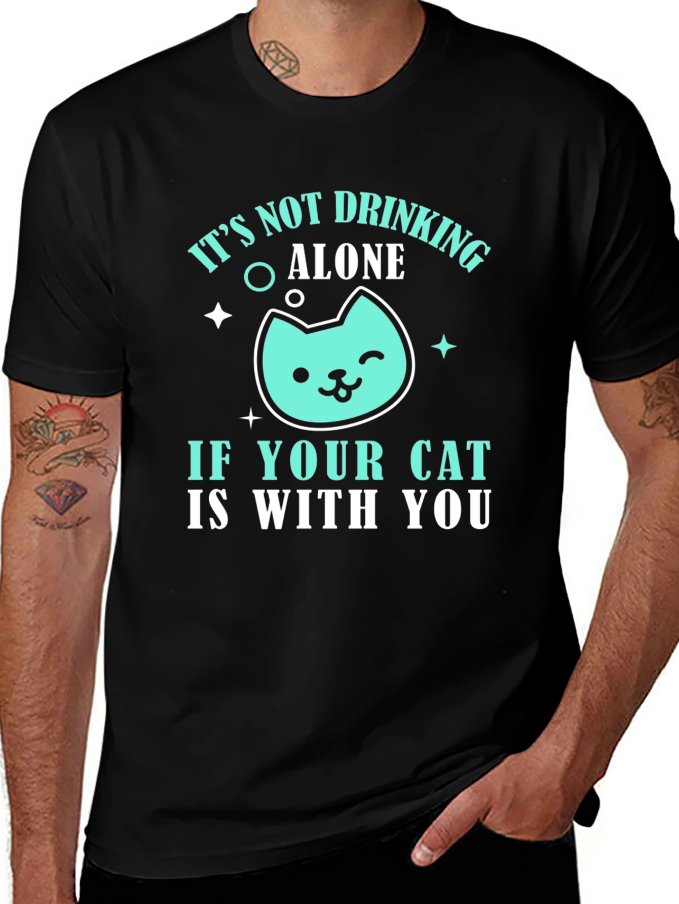 Variant 21 of Drinking with Cat Graphic Tee - Funny Cat Lover T-Shirt