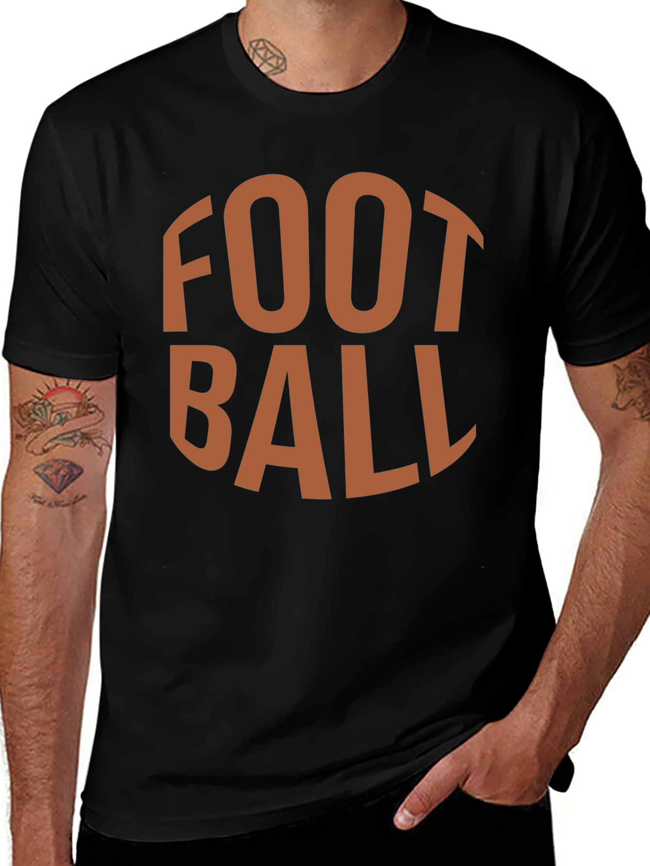 Variant 2 of Football Graphic Tee - Black Cotton T-Shirt