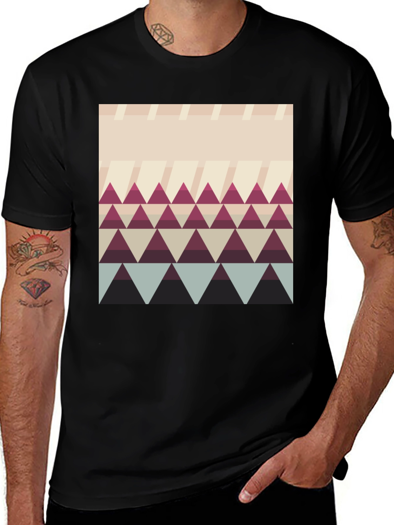 Variant 26 of Geometric Triangle Pattern T-Shirt