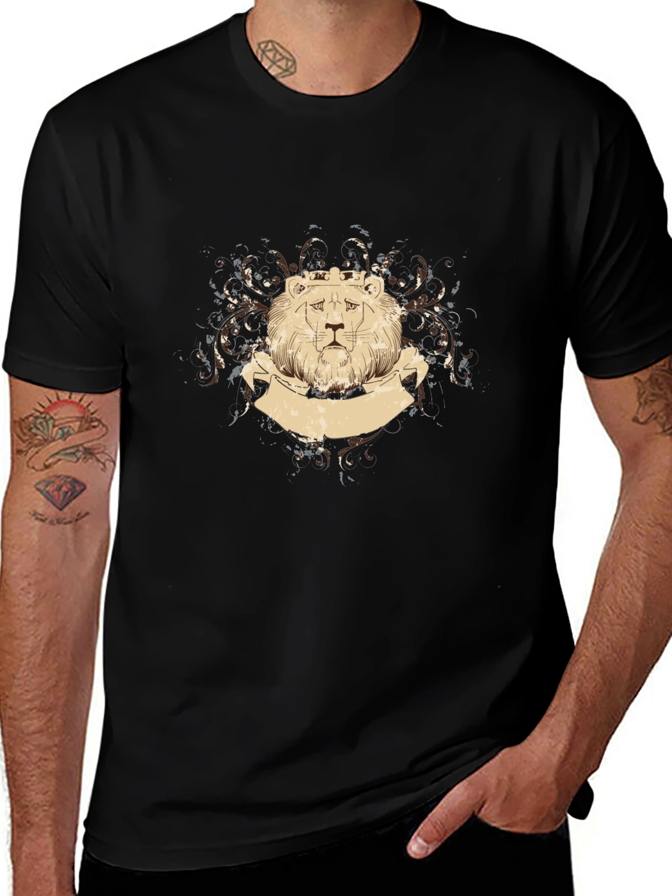 Variant 27 of Lion Crown Graphic Black T-Shirt