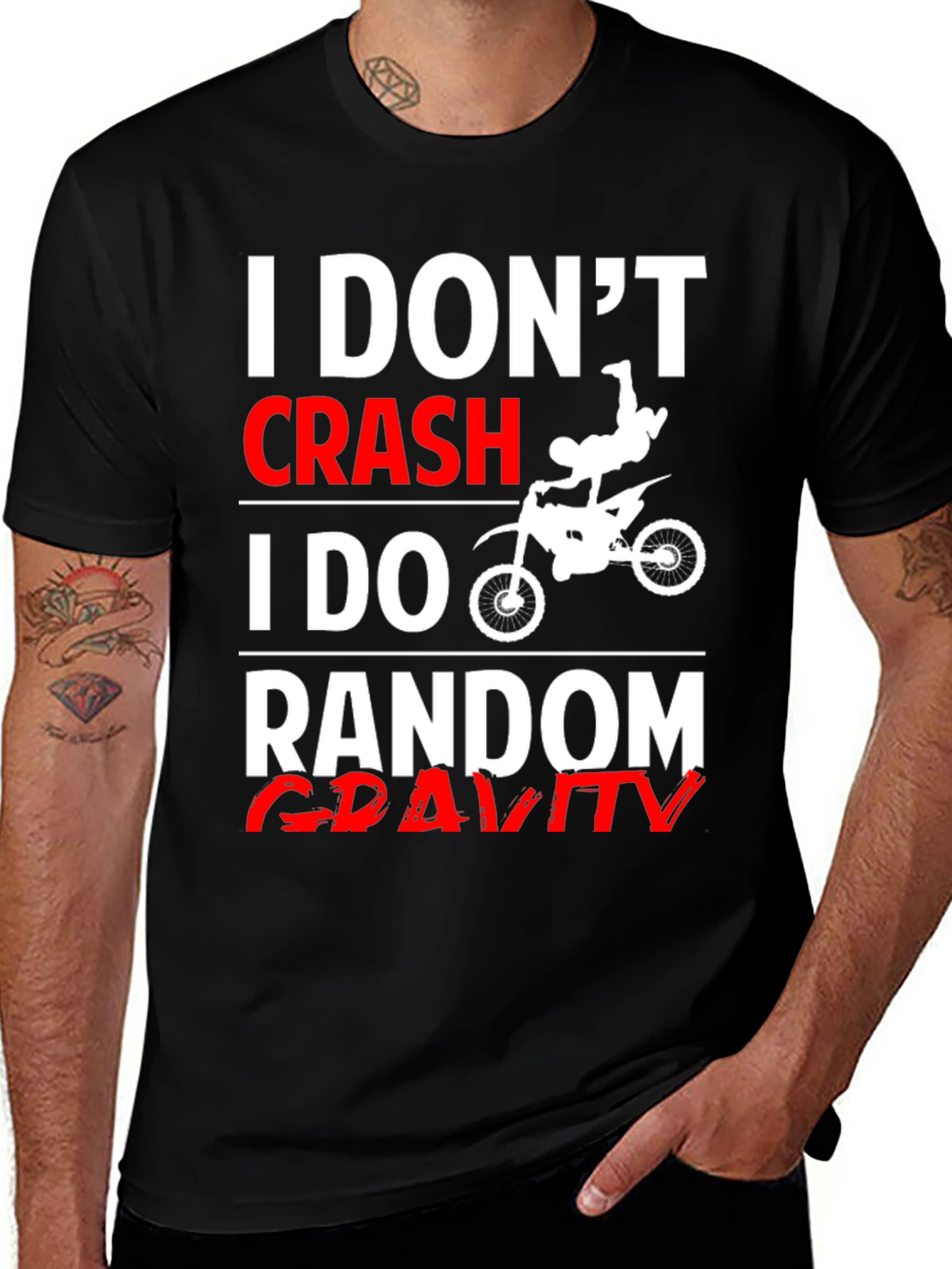 Variant 24 of I Don't Crash Random Gravity Black Graphic Tee