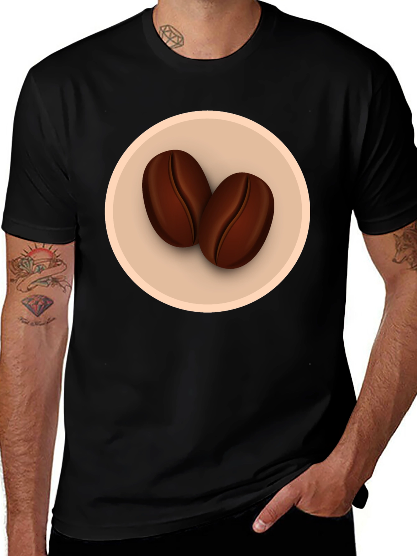 Variant 12 of Coffee Bean Graphic Tee - Black Cotton Blend
