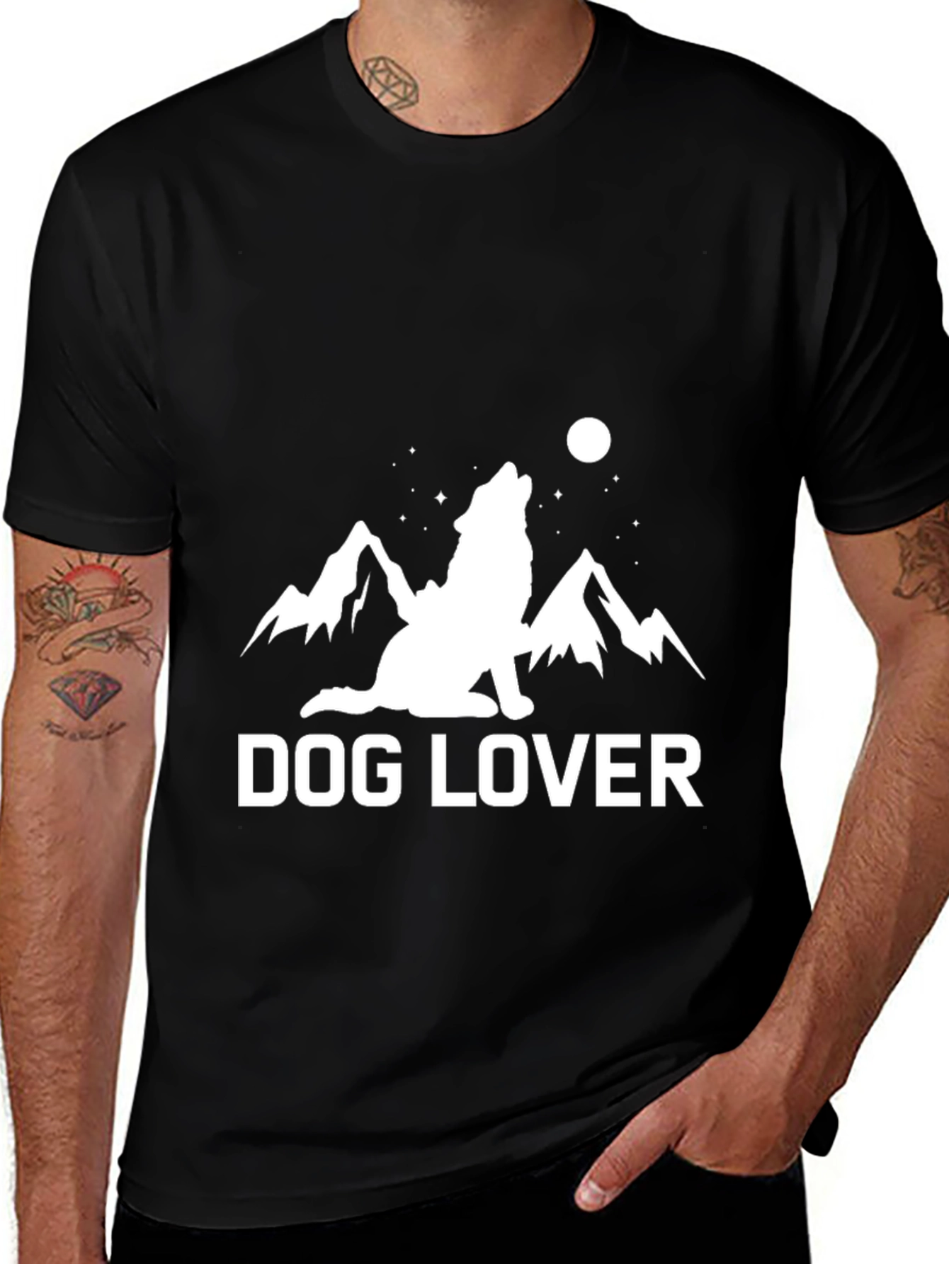 Variant 9 of Dog Lover Mountain Scene Black T-Shirt
