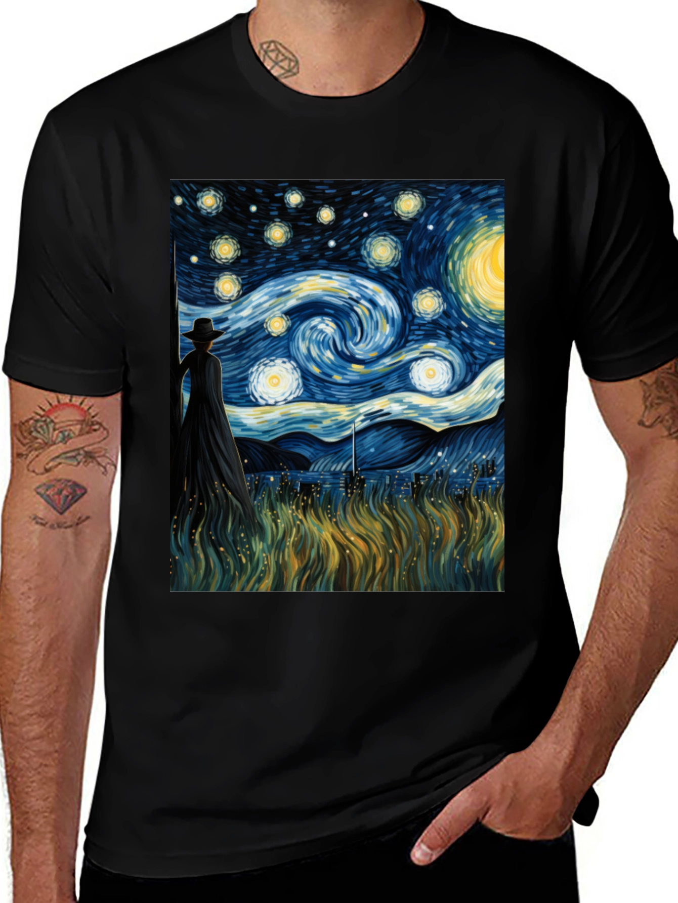 Variant 8 of Starry Night Art Graphic T-Shirt - Unique Design