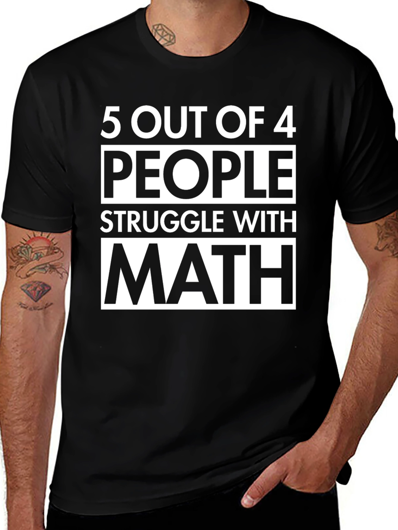 Variant 28 of Funny Math T-Shirt - 5 Out of 4 People Struggle