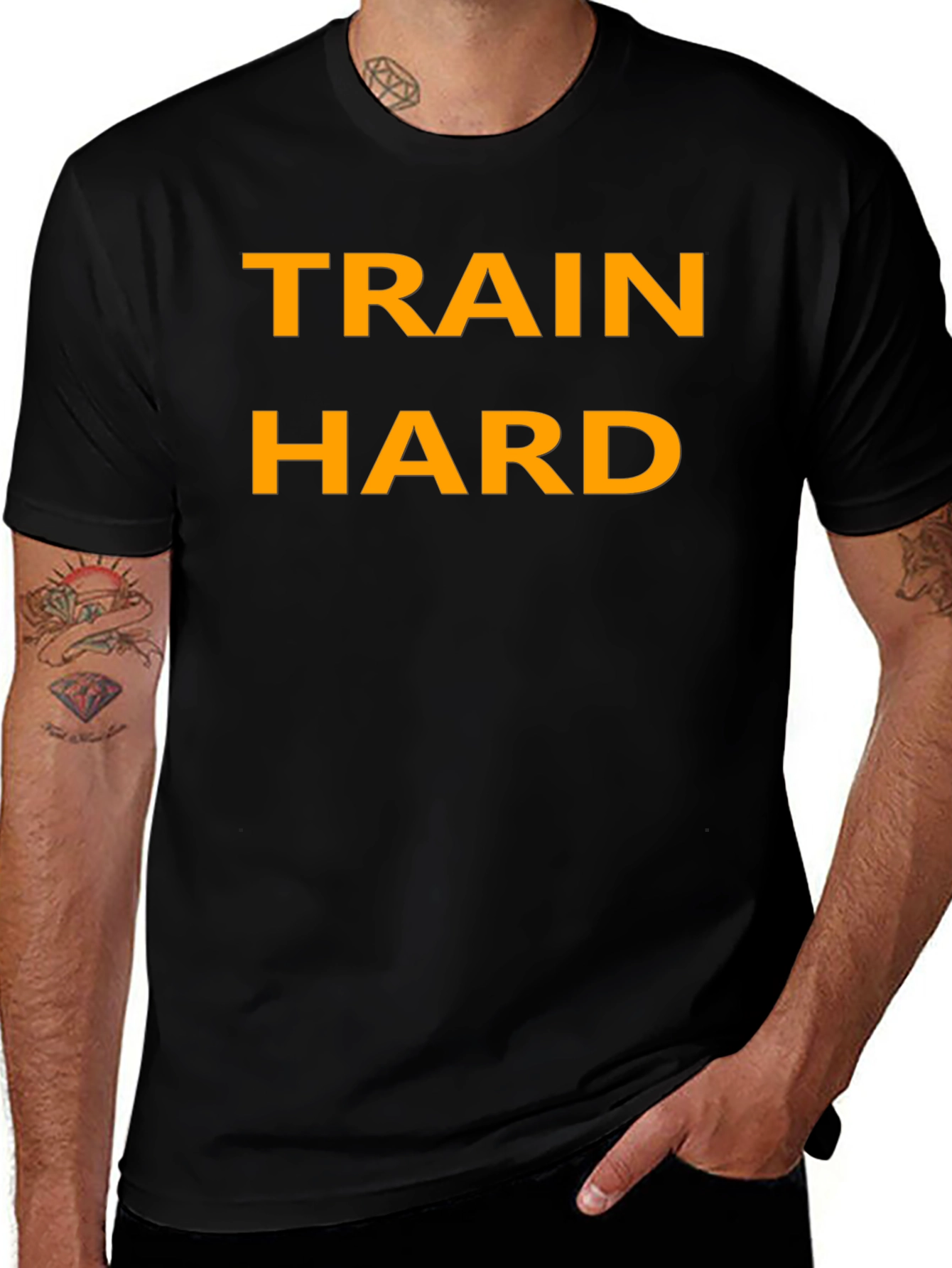Train Hard Black T-Shirt - Motivational Fitness Apparel