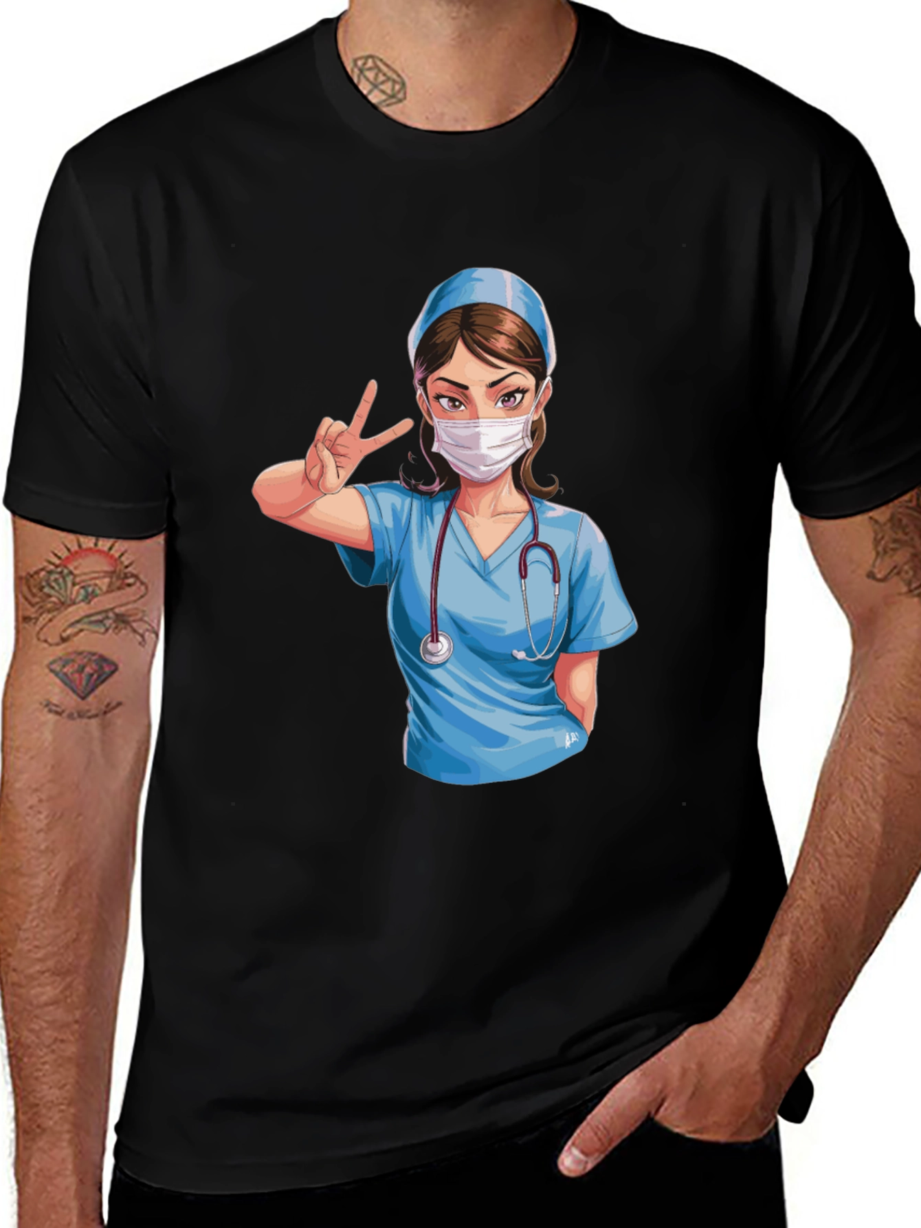 Variant 25 of Nurse Cartoon Graphic T-Shirt - Comfortable Casual Wear