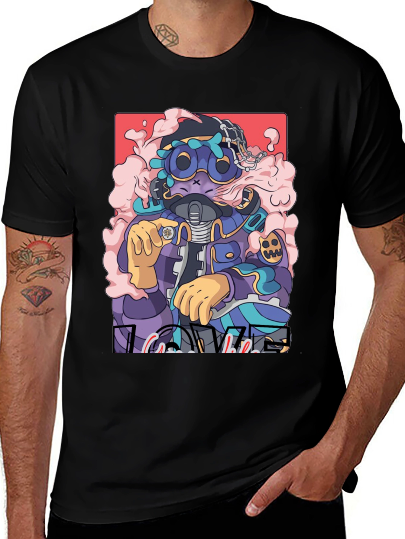 Black Urban Cartoon Graphic Tee main image