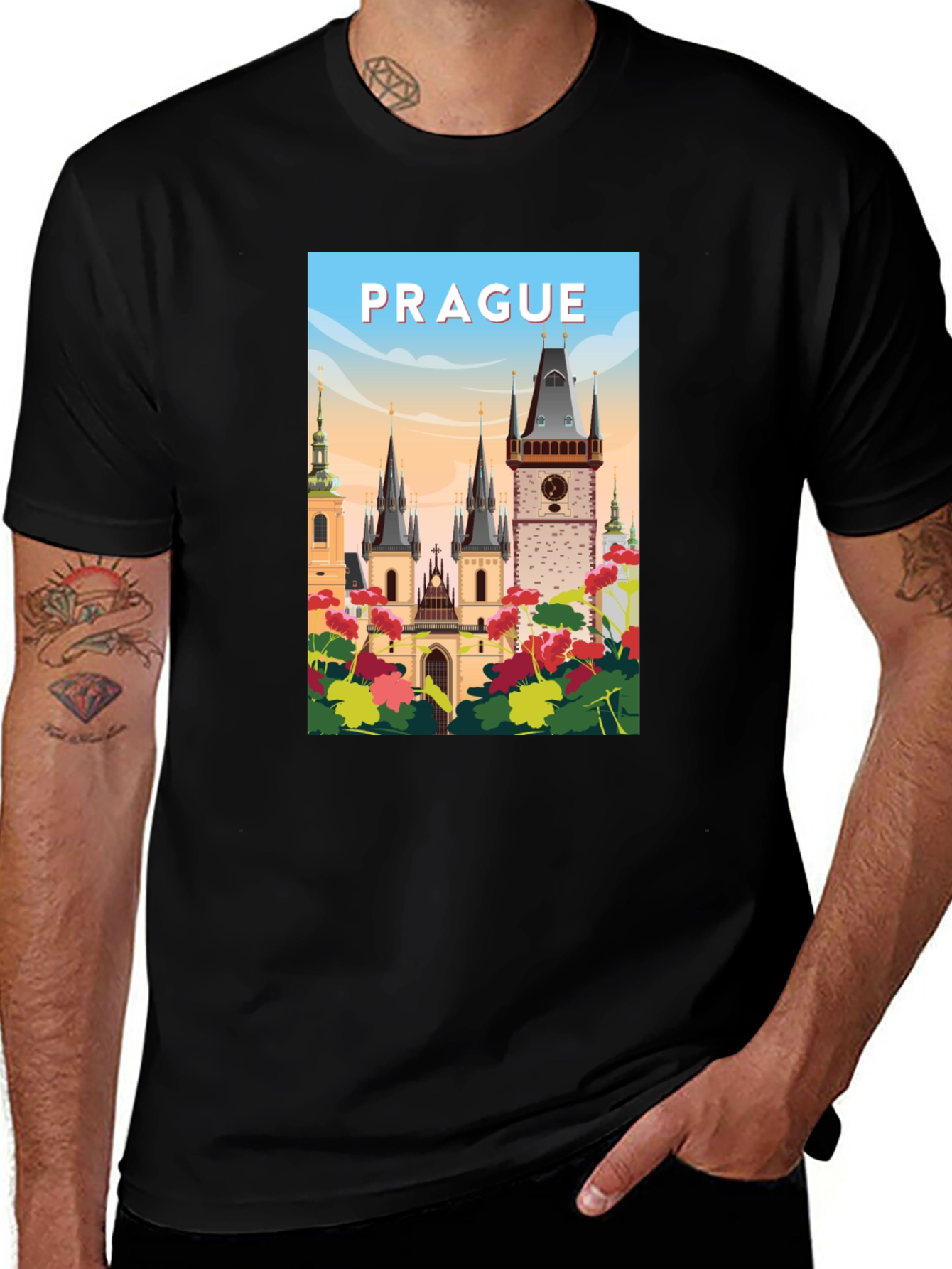 Prague Graphic T-Shirt - Cityscape Design