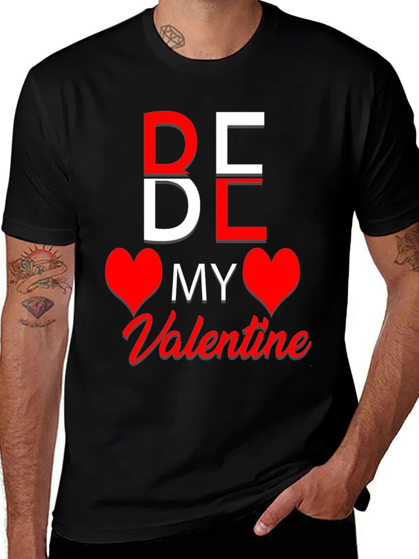 Variant 11 of Be My Valentine Graphic Tee - Black T-Shirt