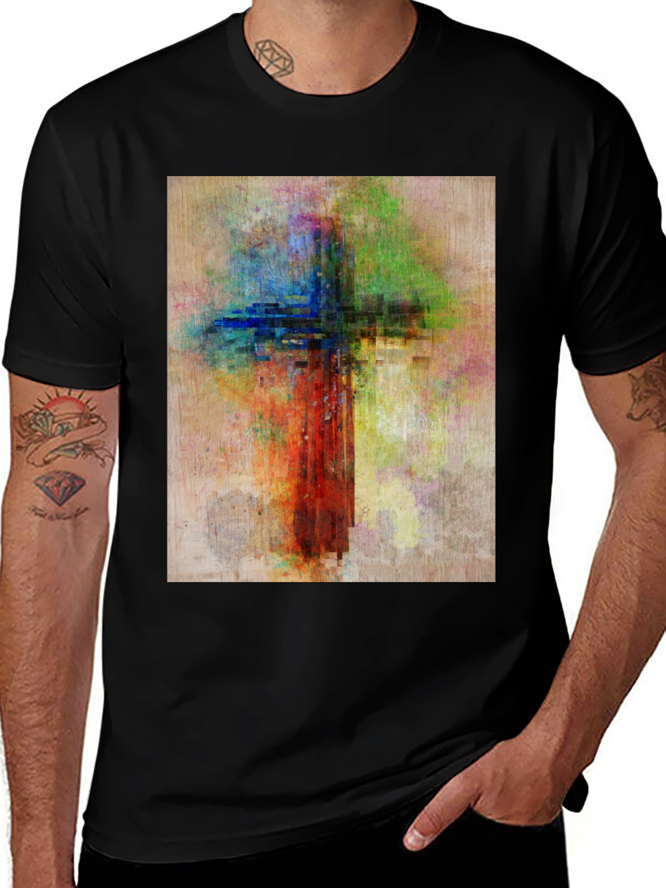 Abstract Christian Cross Graphic Tee