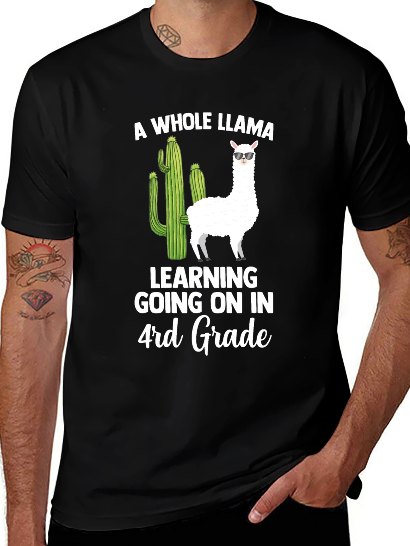 Variant 16 of A Whole Llama Learning 4th Grade T-Shirt