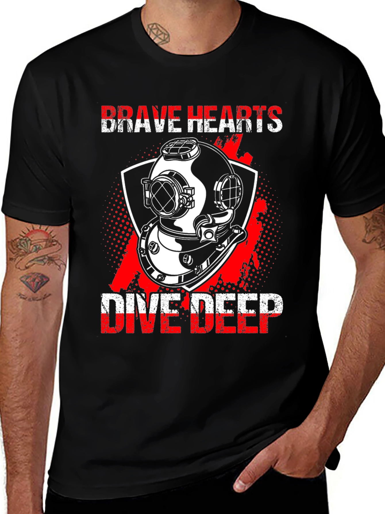 Variant 14 of Brave Hearts Dive Deep Black T-Shirt