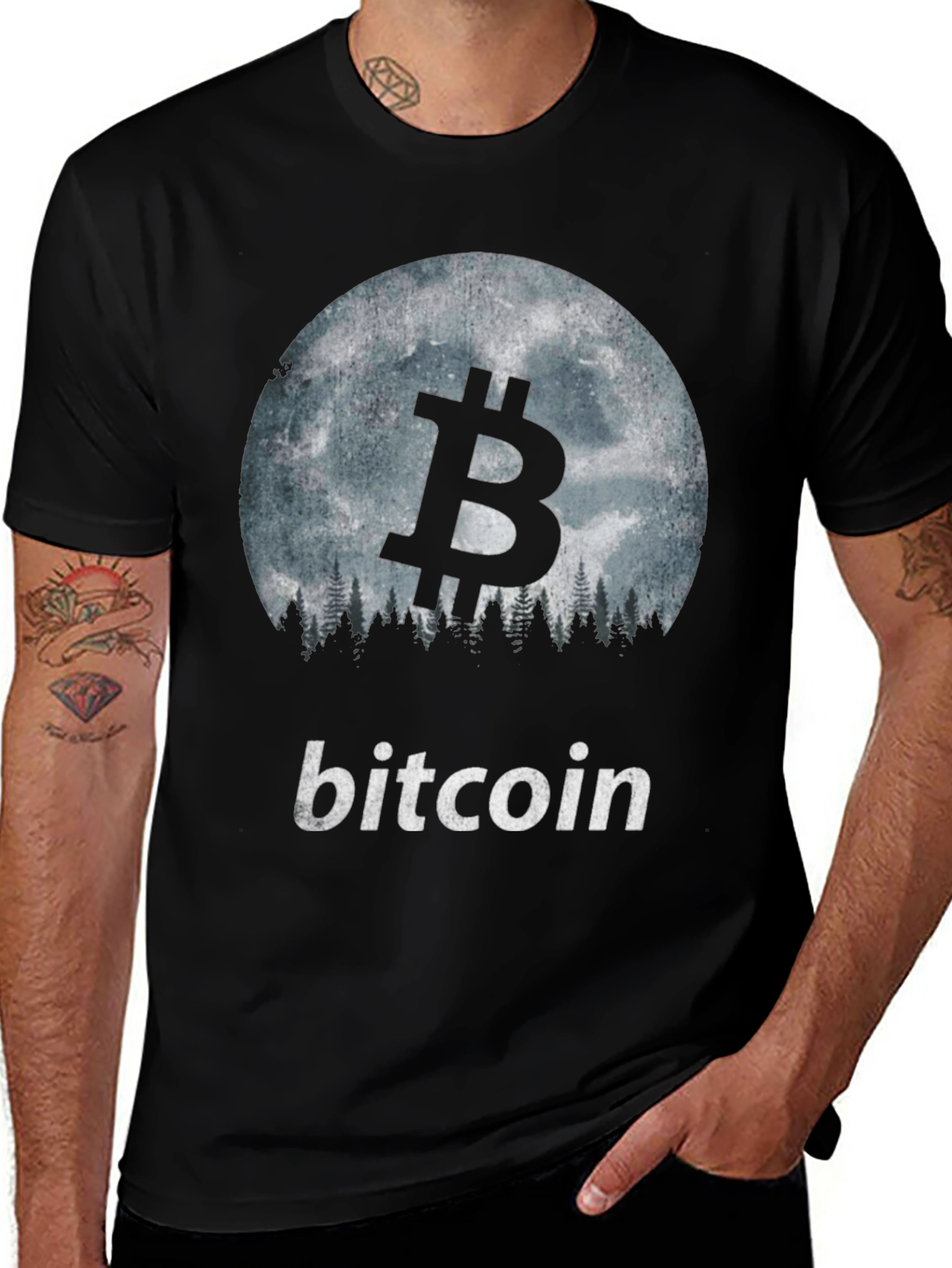 Bitcoin Moon Forest Graphic T-Shirt