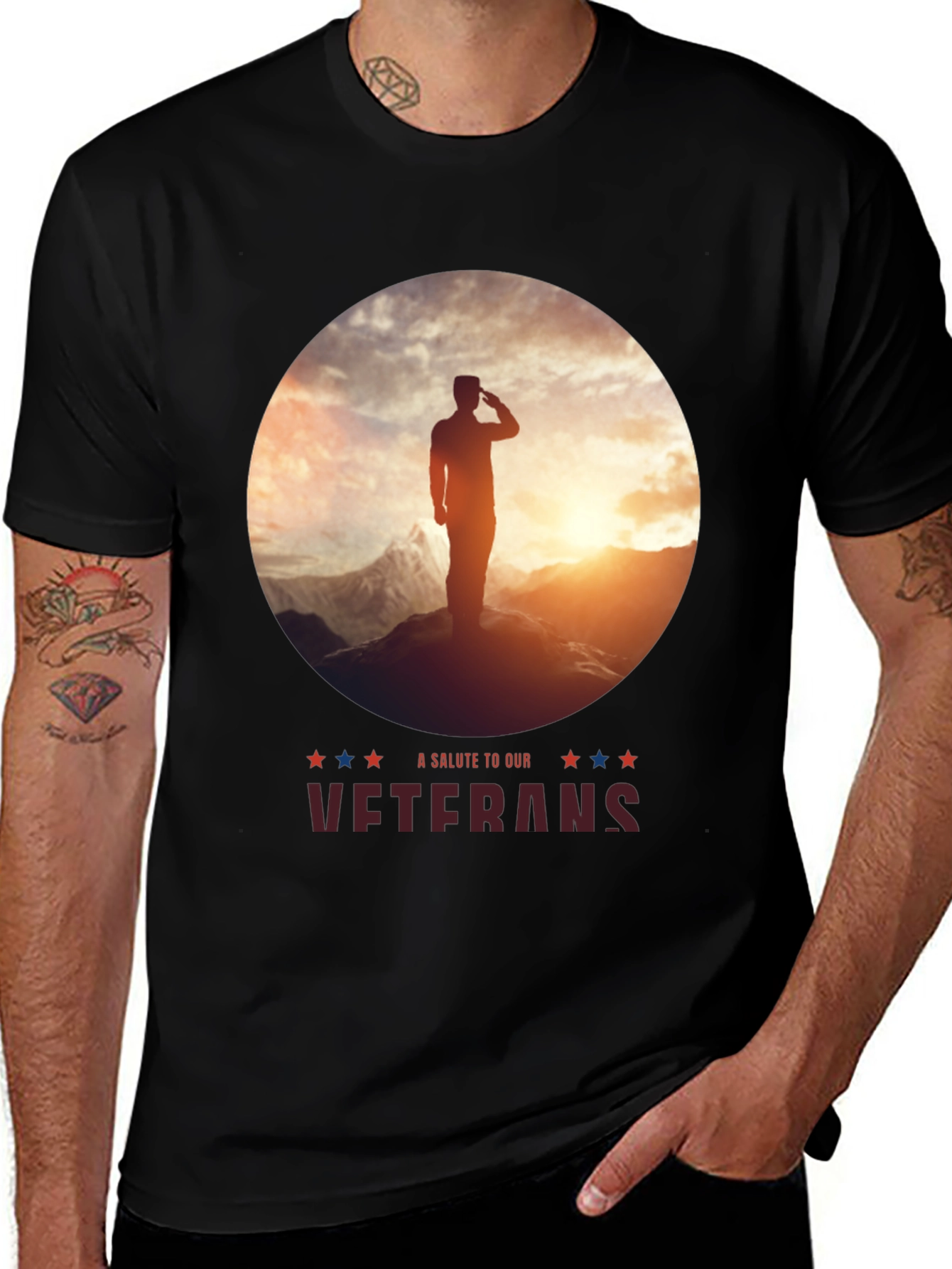 Veterans Salute Graphic T-Shirt - Patriotic Apparel