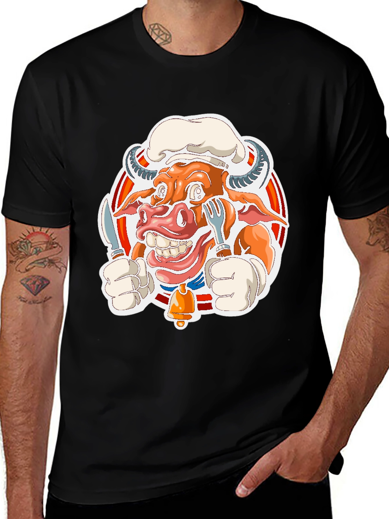 Variant 7 of Chef Cow Graphic Tee - Black