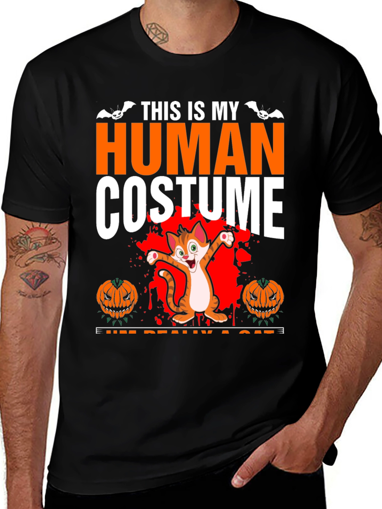 Variant 18 of Human Costume Cat Halloween T-Shirt
