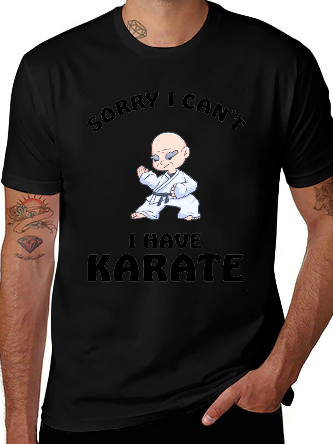 Black Funny Karate T-Shirt - Sorry I Can't main image