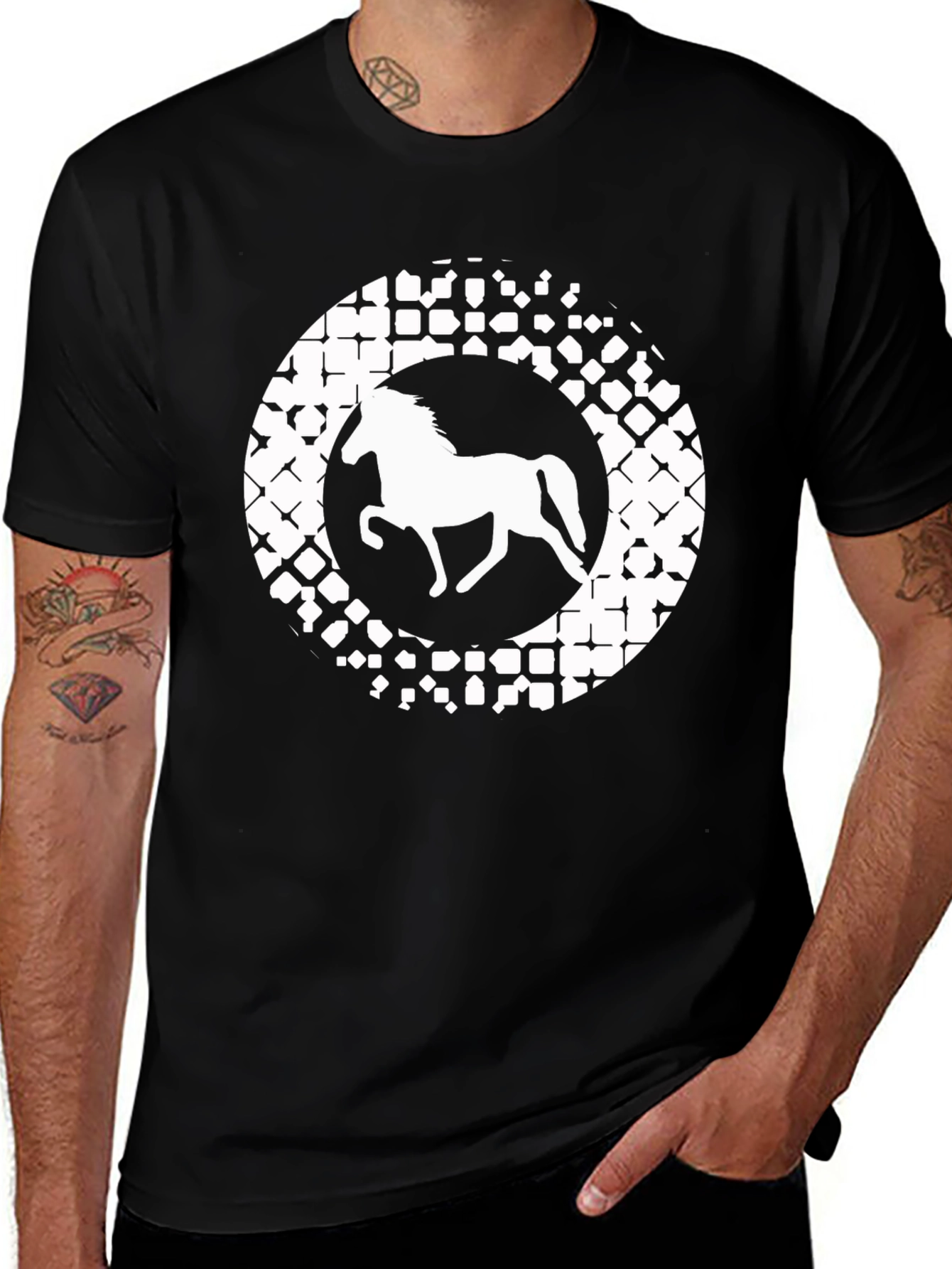 Variant 9 of Horse Graphic Tee - Black Cotton T-Shirt